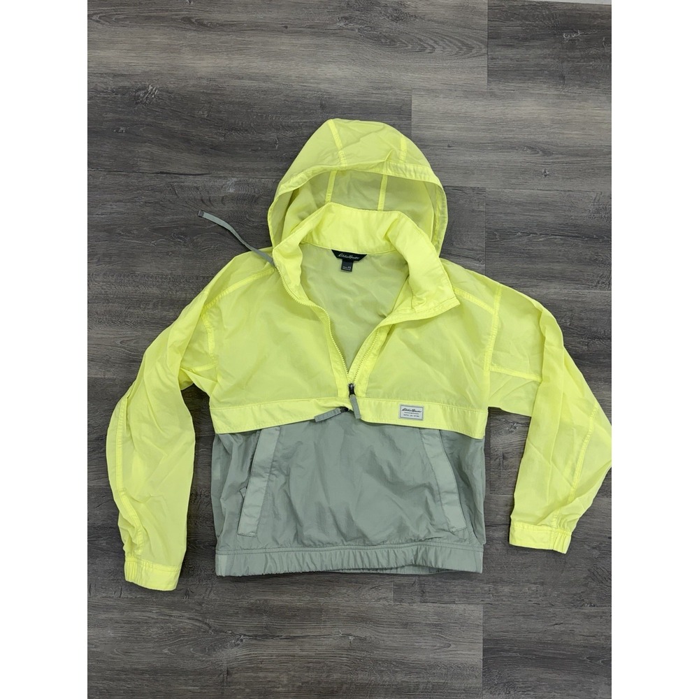 Women's XS Eddie Bauer Packable Anorak Windbreaker Neon Colorblock Hooded